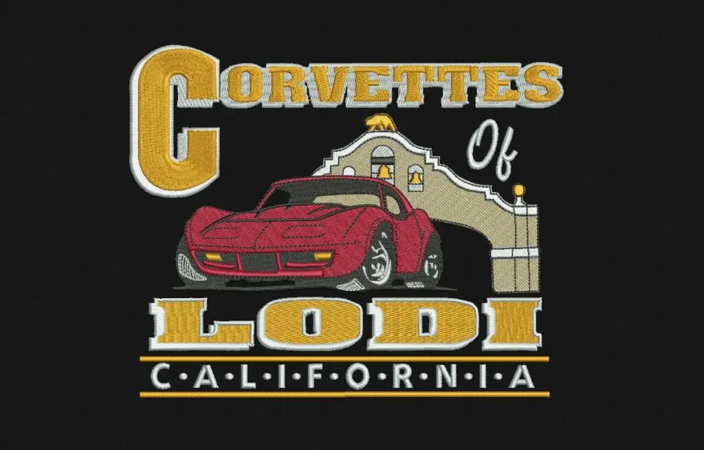 Embroidery Works of Lodi creates custom work for local clubs like the Corvettes of Lodi California